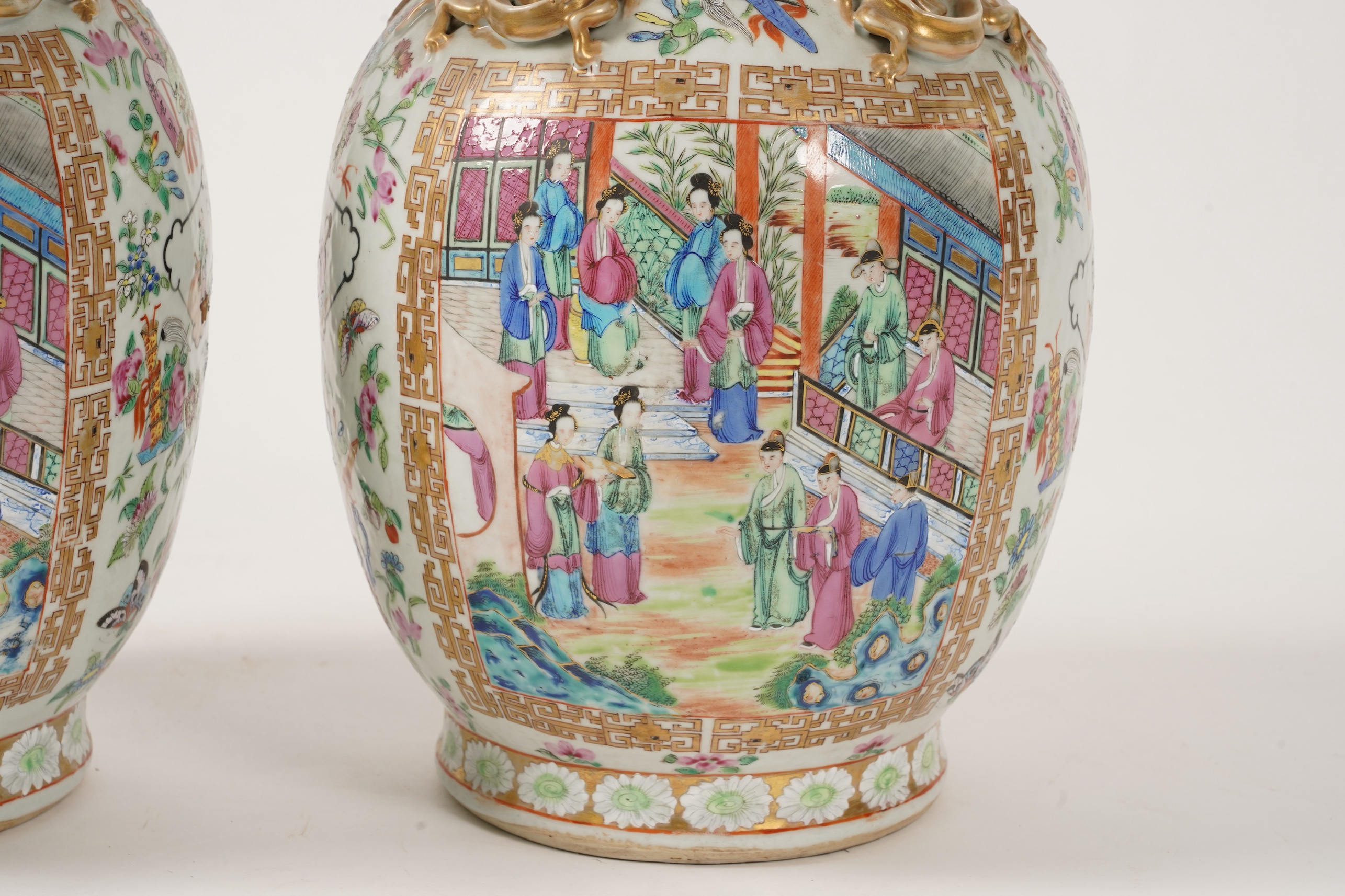 A pair of Chinese famille rose vases, Daoguang period, c.1830